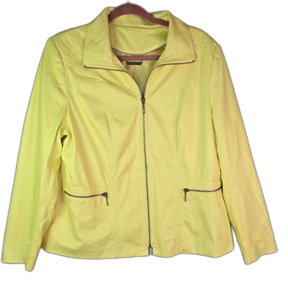 Tanjay Zip Jacket Citron Yellow 14 Zip Pockets Stand Collar Lightweight